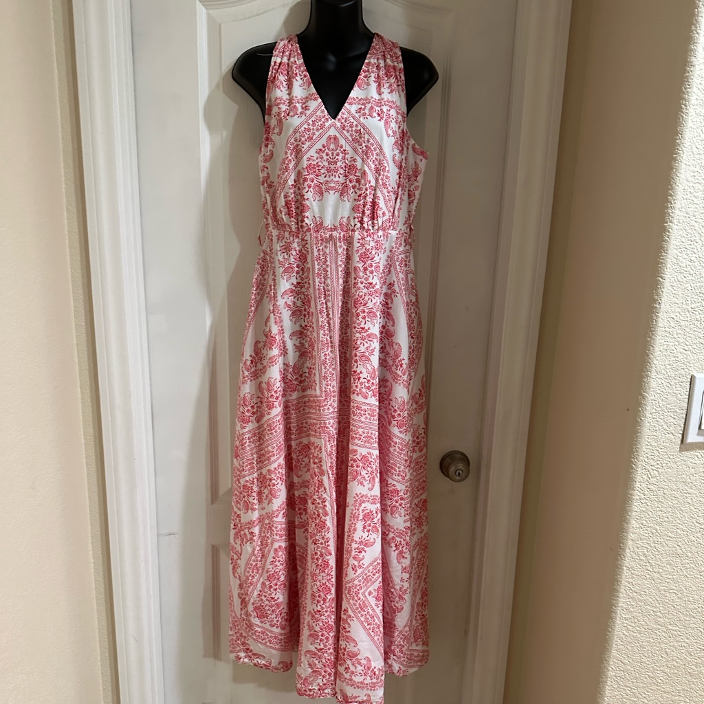 Calvin Klein Cotton Paisley-Print Maxi Dress. Size 6